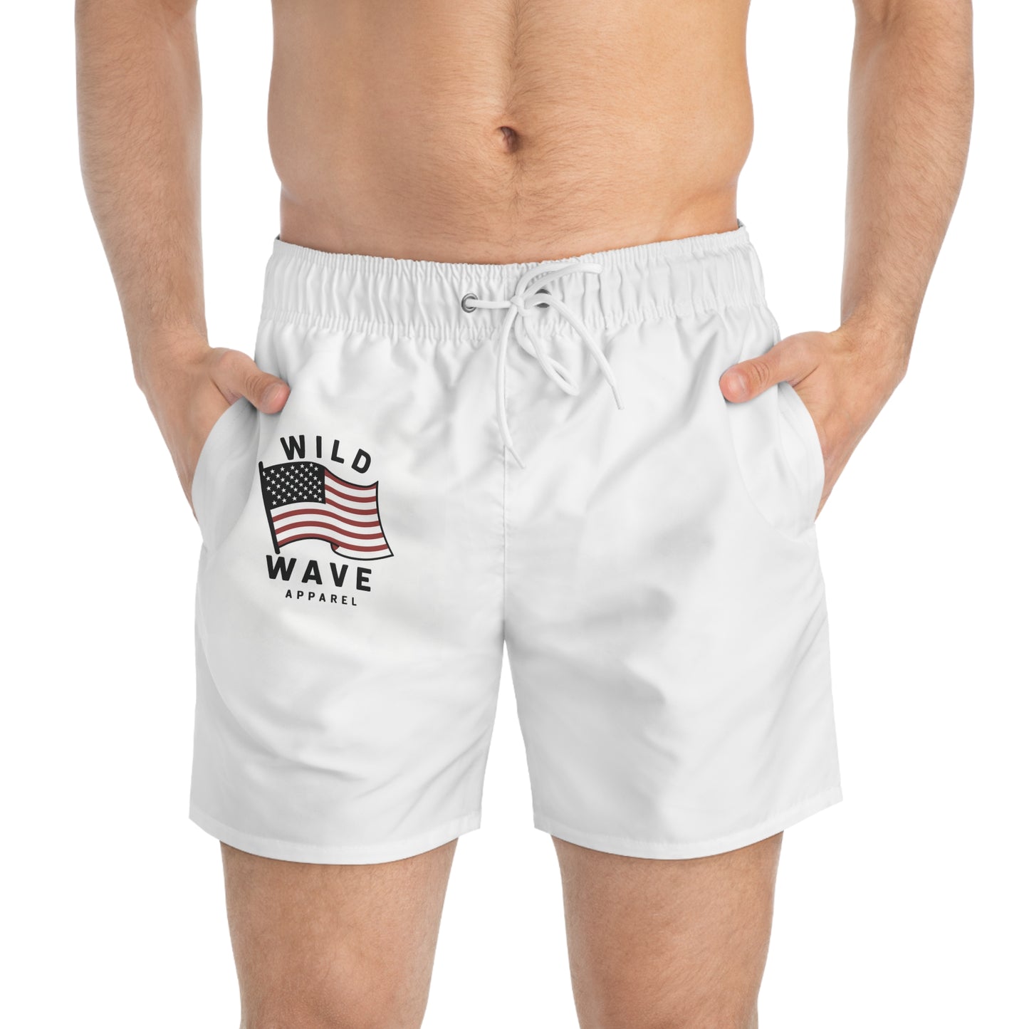 WildWave American Flag Swim Trunks