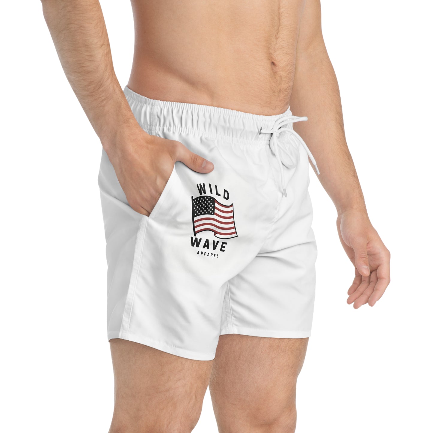 WildWave American Flag Swim Trunks